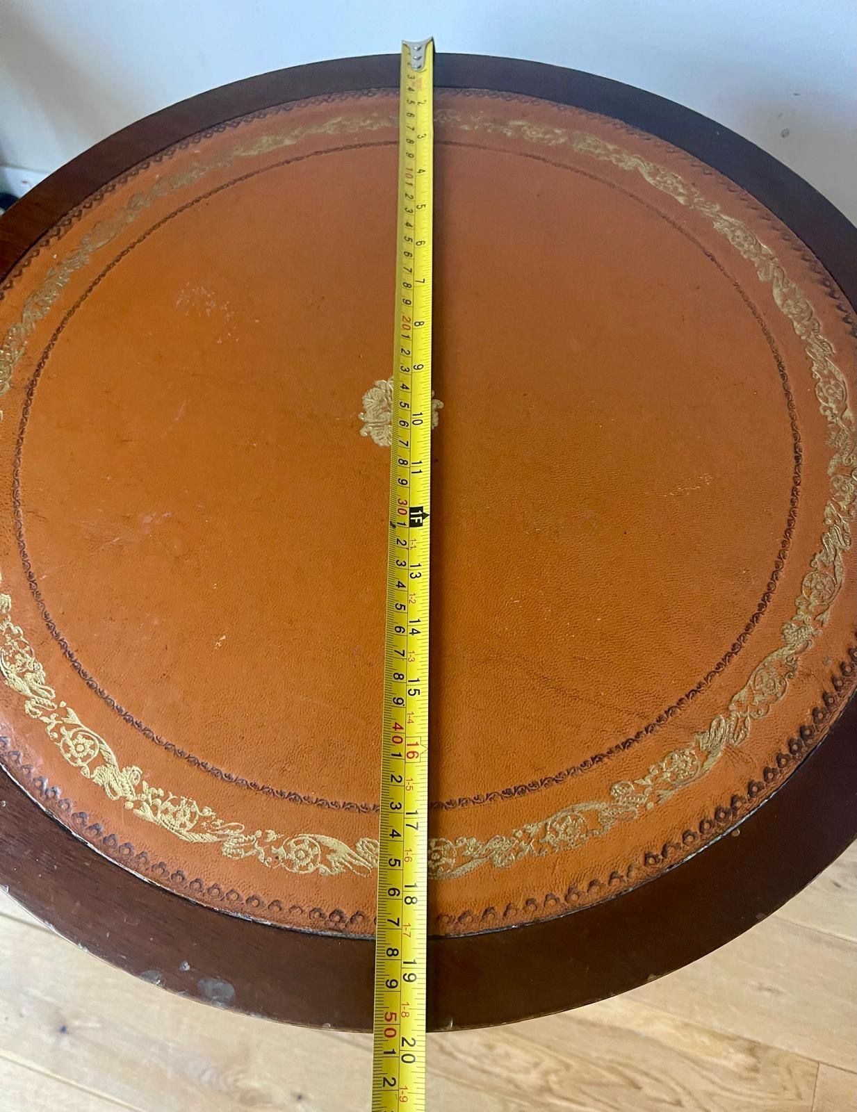 George II English Regency Style Antique Mahogany  & Leather Drum Revolving Table  Bookcase photo vinterior