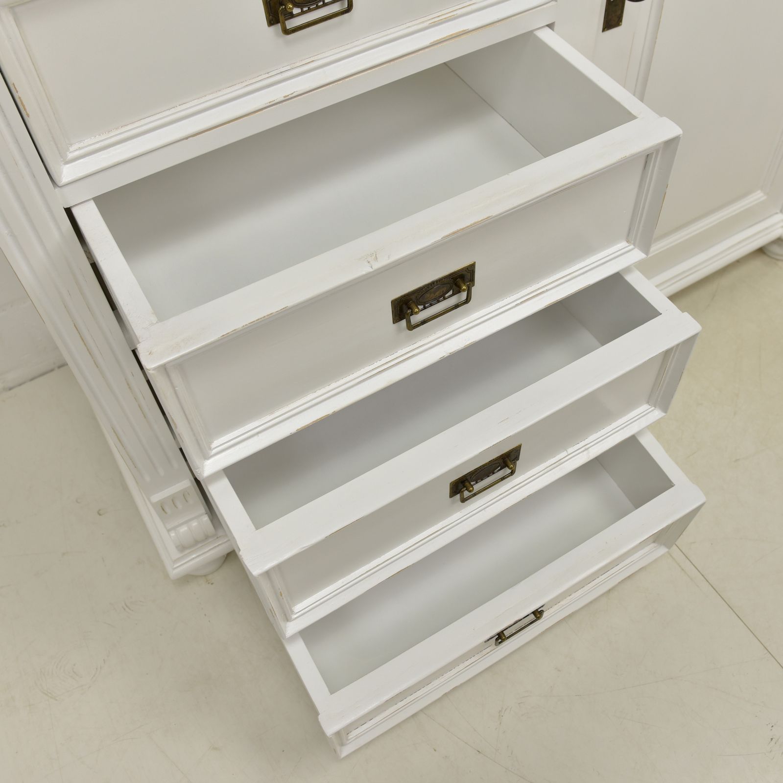 Antique! Restored White Lacquered Vertico, Gründerzeit Tall Chest Of Drawers, Cabinet photo vintage