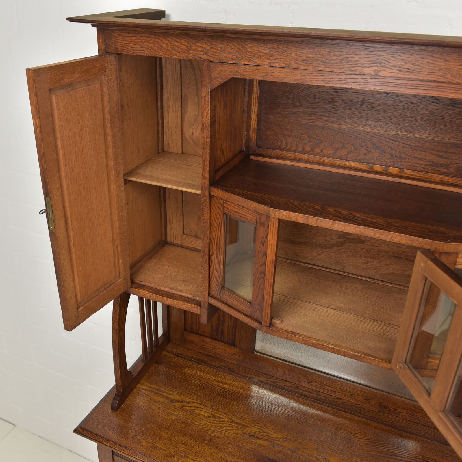 Antique! Restored Art Nouveau/Art Deco Buffet Cabinet, Circa 1920, Solid Oak photo Furniture