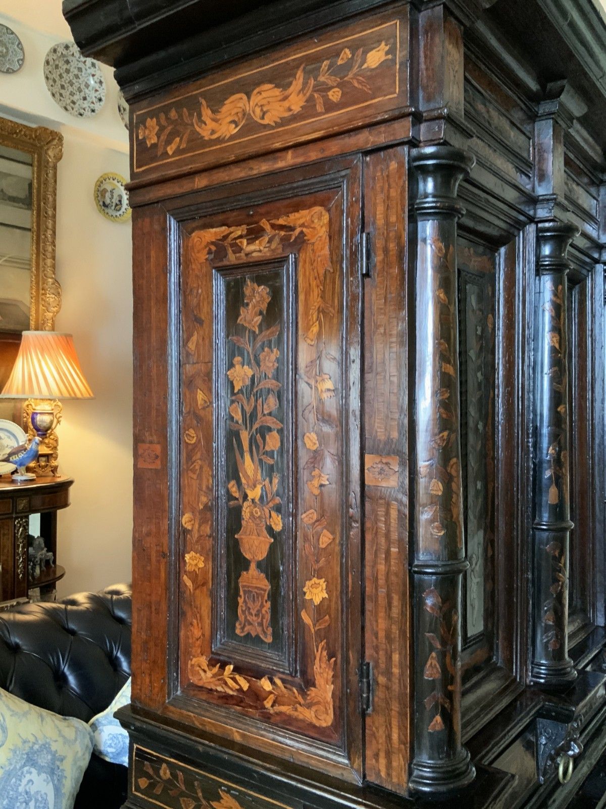 17th Century Dutch Baroque Marquetry Cabinet On Stand Floral And Pewter Inlay photo Furniture
