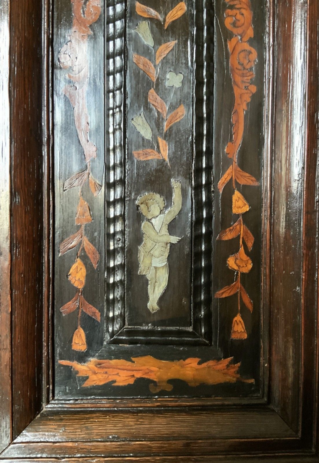 17th Century Dutch Baroque Marquetry Cabinet On Stand Floral And Pewter Inlay photo vintage