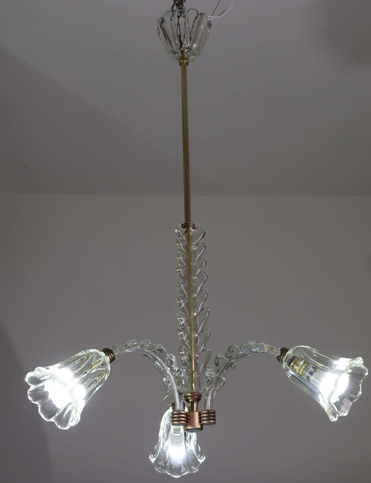 Charming Art Decò Chandelier By Barovier E Toso, 1940s photo for sale