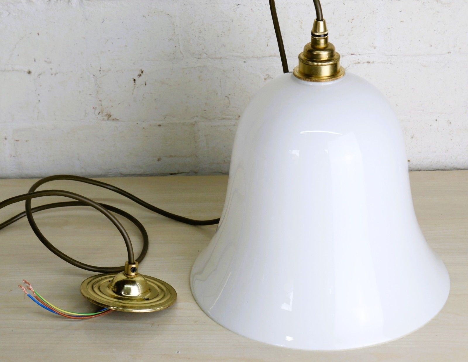 Ceiling Light A Vintage Large French Cased Milk Glass Bell Pendant Ready To Hang