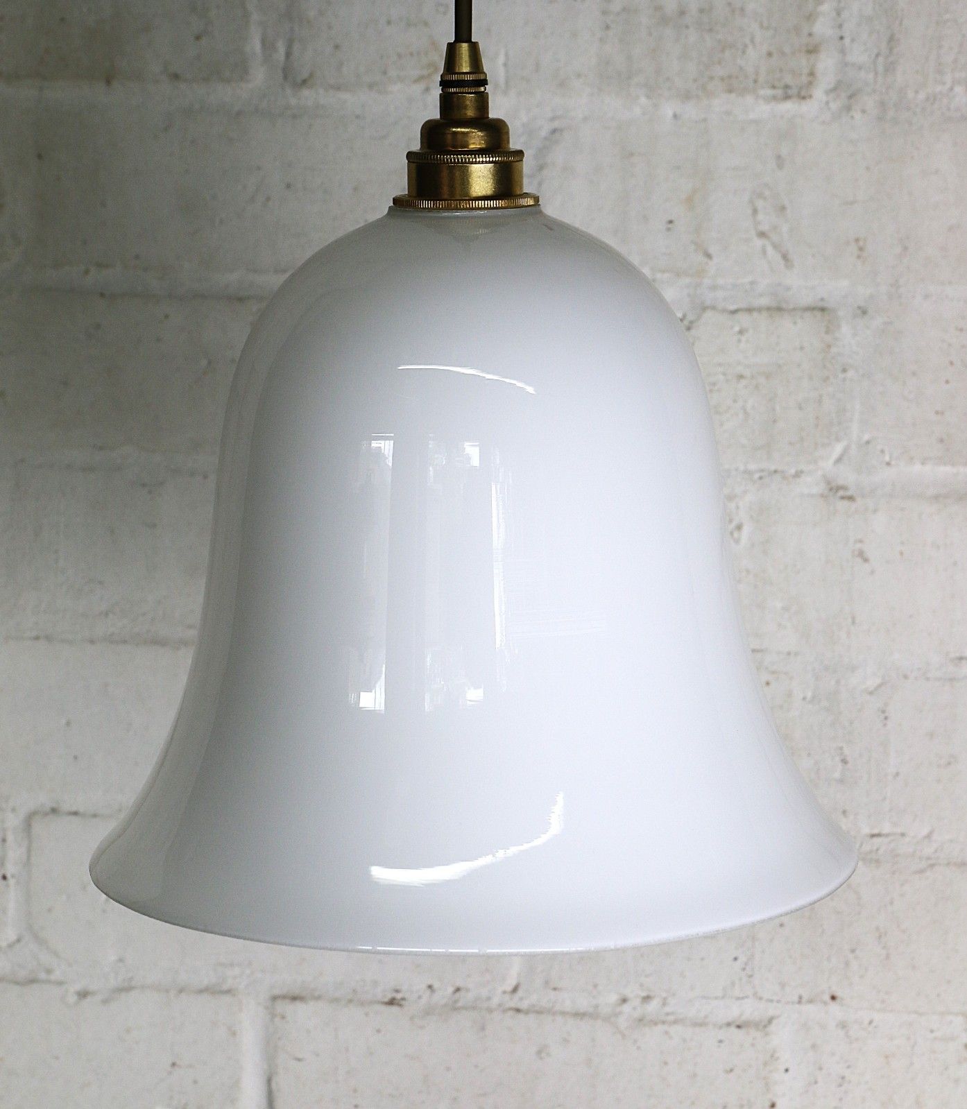 Ceiling Light A Vintage Large French Cased Milk Glass Bell Pendant Ready To Hang photo for sale