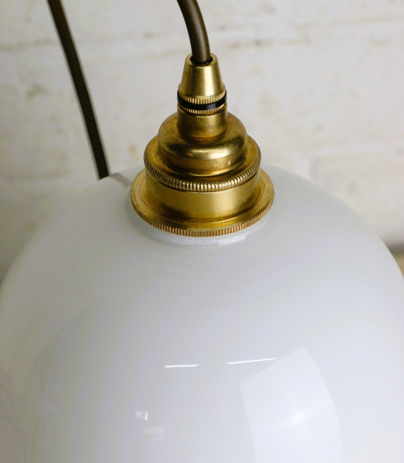 Ceiling Light A Vintage Large French Cased Milk Glass Bell Pendant Ready To Hang photo vintage