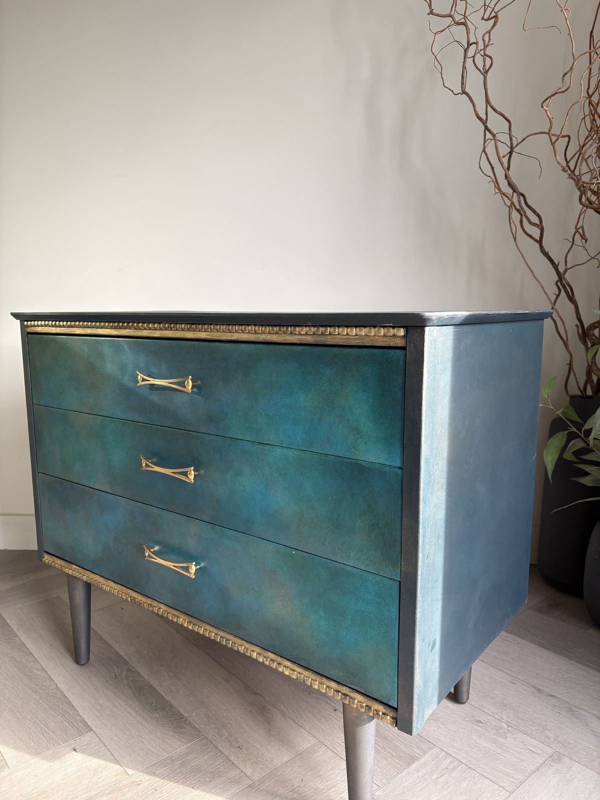 Mid Century Chest Of Drawers, Blue photo Furniture