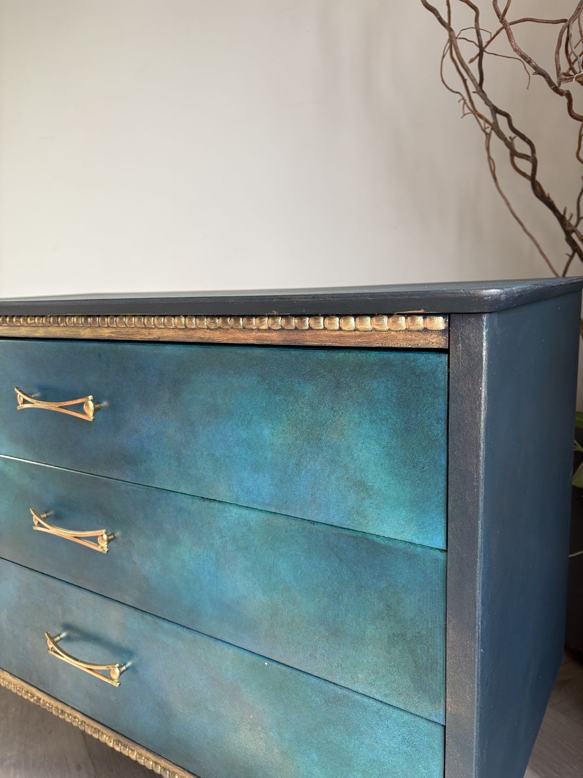 Mid Century Chest Of Drawers, Blue photo vintage