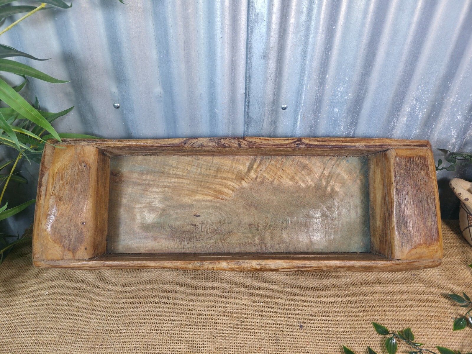 Vintage Rustic Wabi Sabi Hand Made Hardwood Wooden Trough photo for sale
