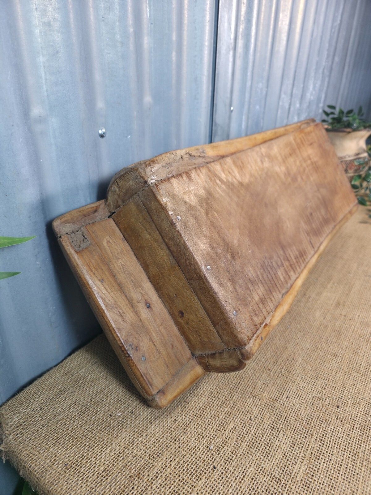 Vintage Rustic Wabi Sabi Hand Made Hardwood Wooden Trough photo vintage