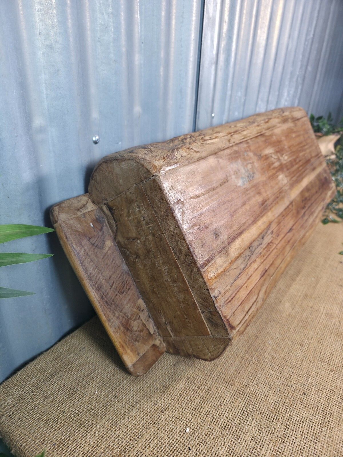 Vintage Rustic Wabi Sabi Hand Made Hardwood Wooden Trough photo vintage