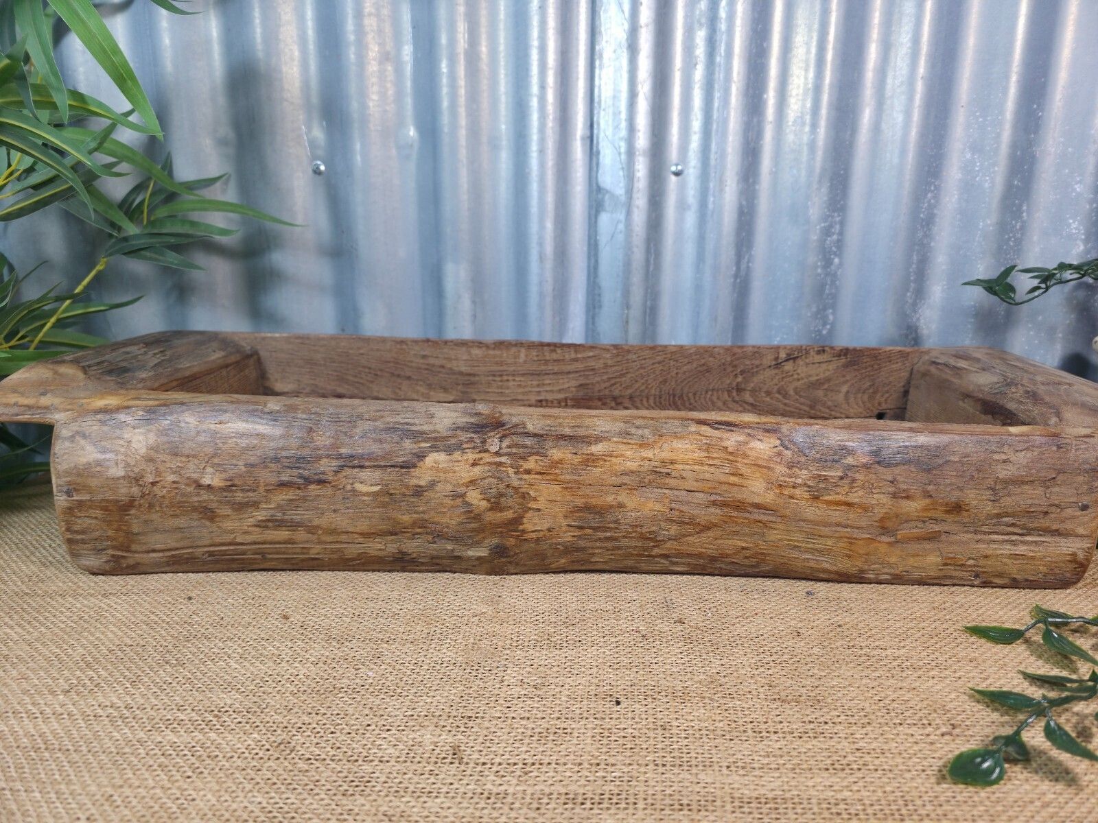 Vintage Rustic Wabi Sabi Hand Made Hardwood Wooden Trough photo buy