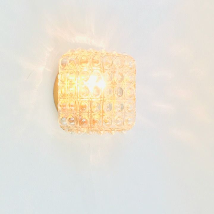 1 Of 3 Mid Century Modern Amber Bubble Glass & Brass Wall Lights By Helena Tynell For Limburg, 1970s photo Lighting