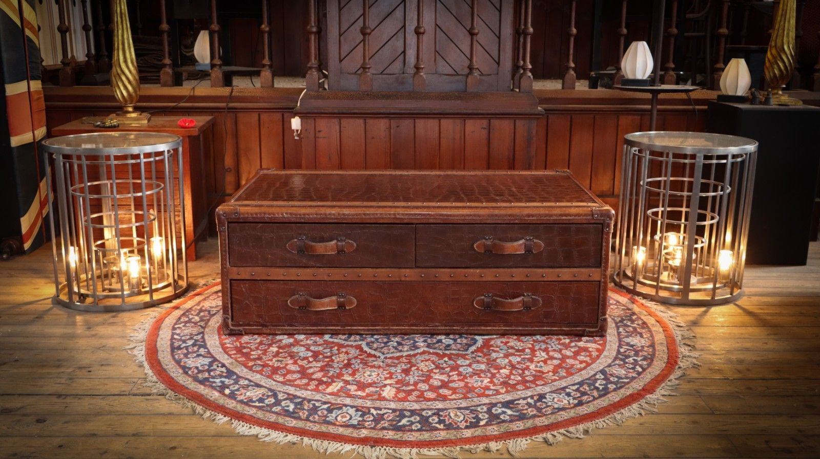 Stunning Timothy Oulton Stoneyhurst Large Leather Coffee Table Antique Whisky 🚚 photo Furniture