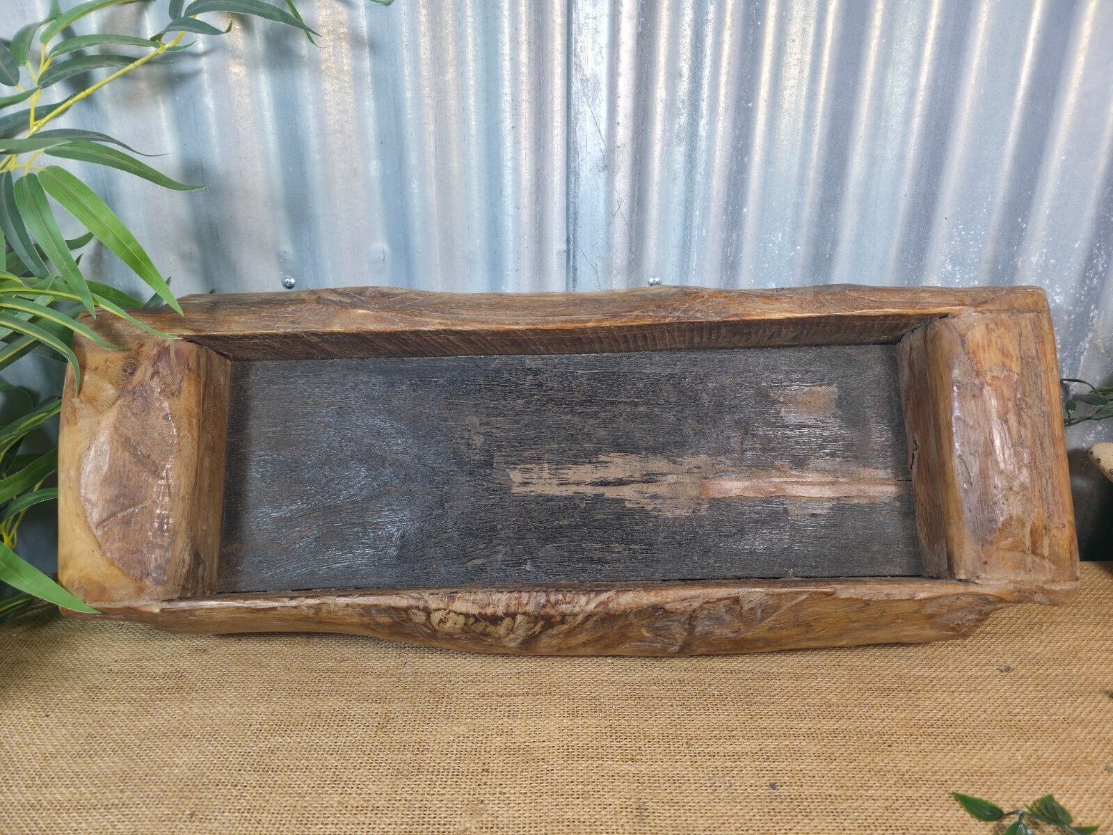 Vintage Rustic Wabi Sabi Hand Made Hardwood Wooden Trough photo for sale