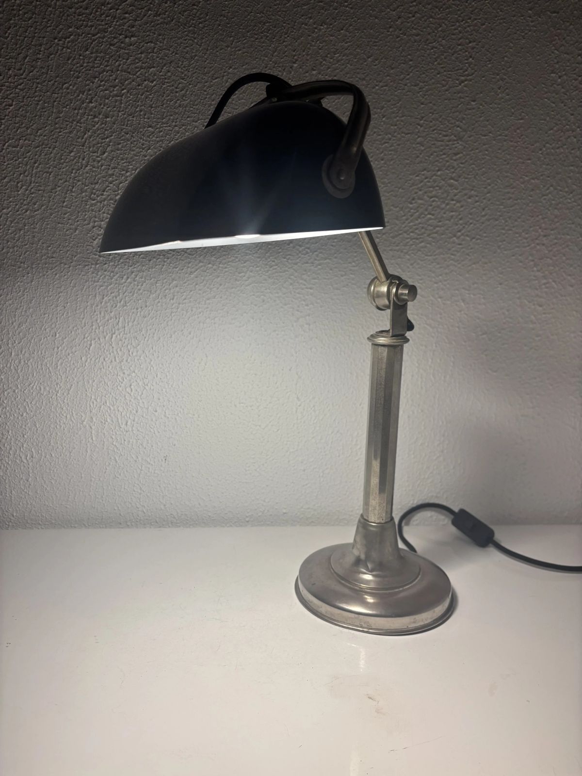 Vintage 1930s Pirouett Art Deco Lamp In Black Opaline Glass   45 Cm photo furniture