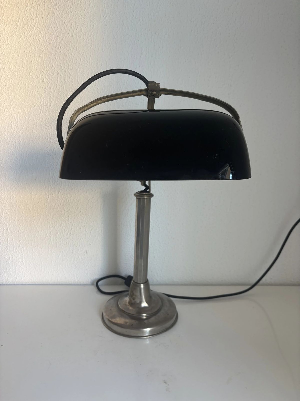 Vintage 1930s Pirouett Art Deco Lamp In Black Opaline Glass   45 Cm photo vinterior