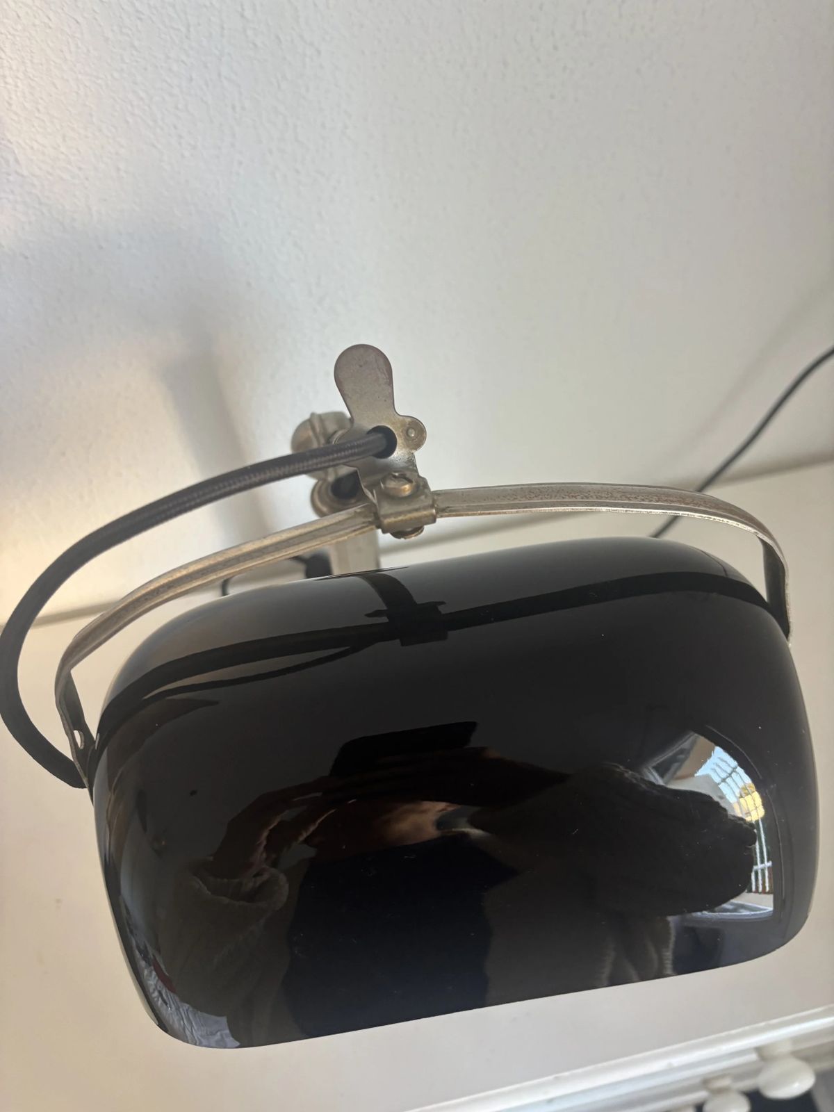 Lighting Vintage 1930s Pirouett Art Deco Lamp In Black Opaline Glass   45 Cm photo