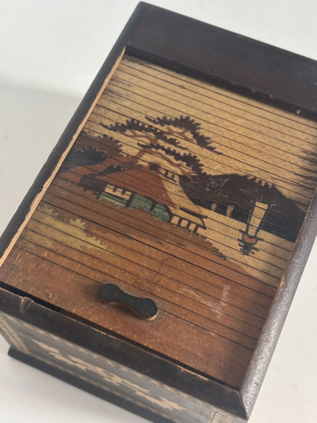 Vintage 1960s Japanese Wooden Cigarette Holder Dispenser   12 X 9 Cm photo for sale
