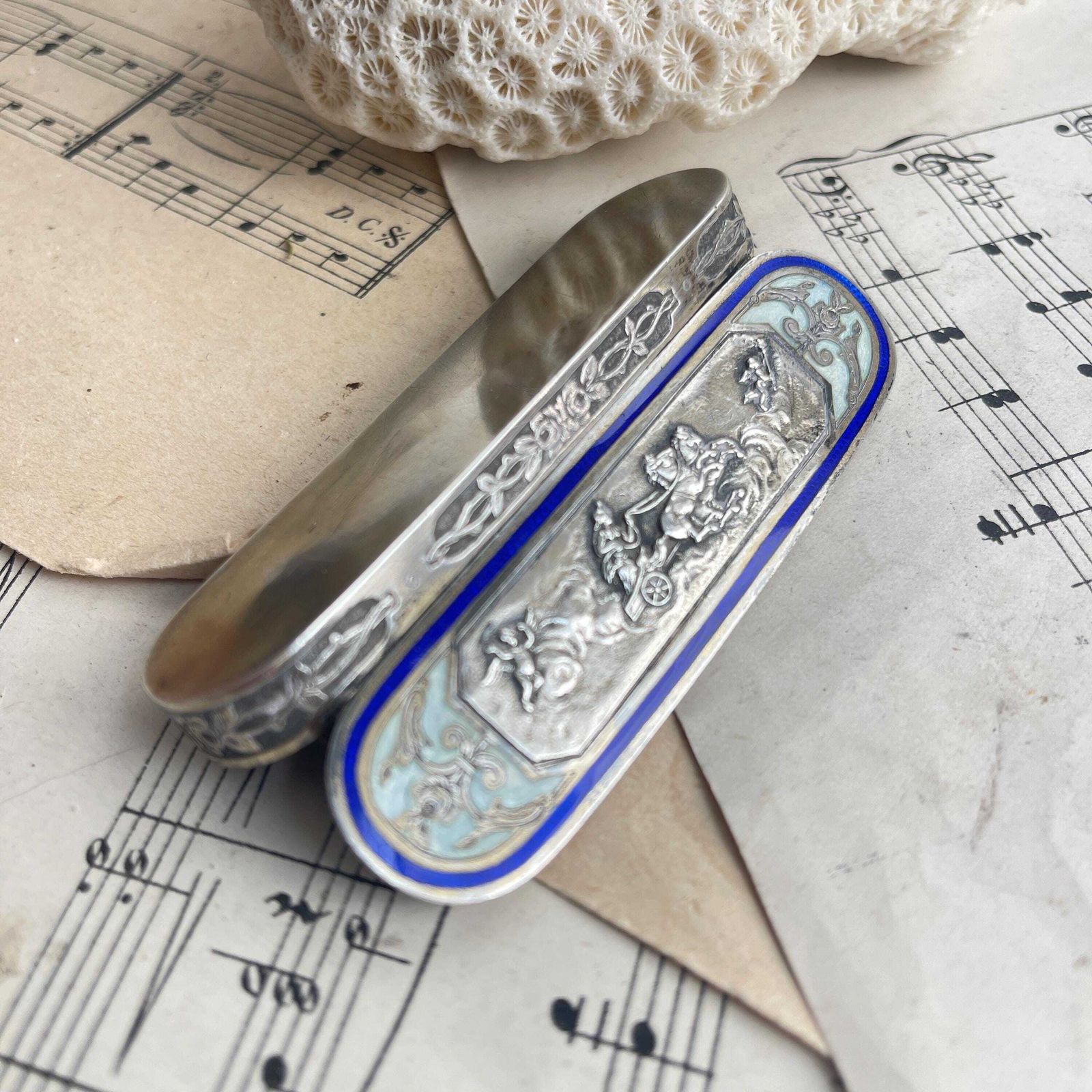 Antique French Silver Gilt And Enamel Box. Henri Lambin Paris Box photo vinterior