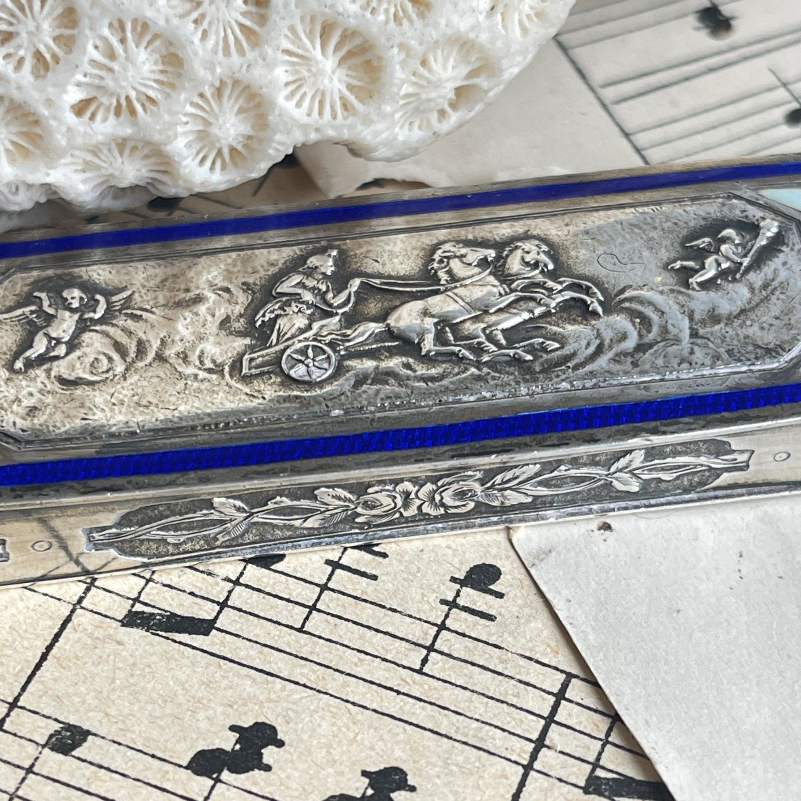 Antique French Silver Gilt And Enamel Box. Henri Lambin Paris Box photo vintage