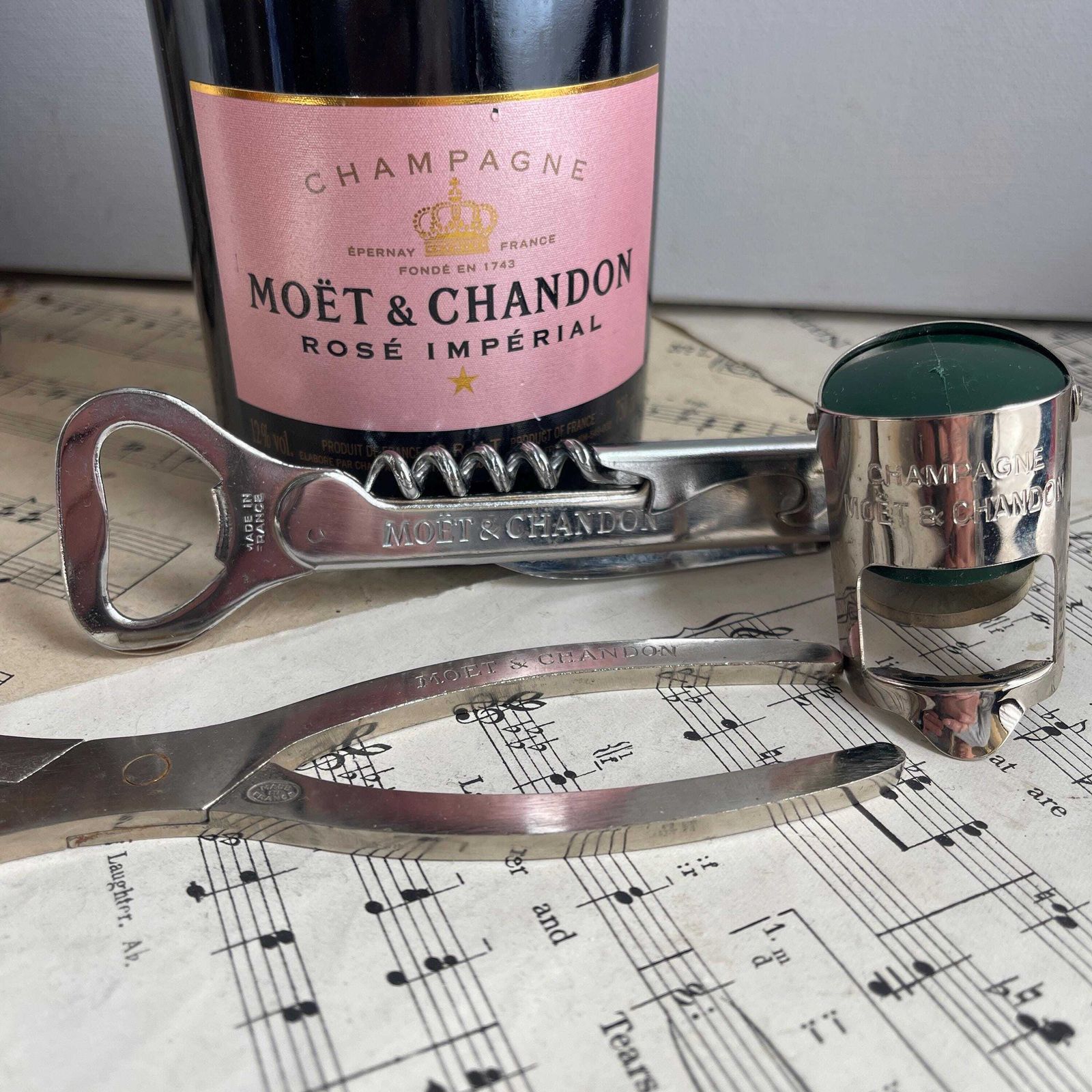 Vintage Moet & Chandon Barware. Corkscrew. Bottle Opener. Champagne Stopper. Pliers. Christmas Stocking Filler.