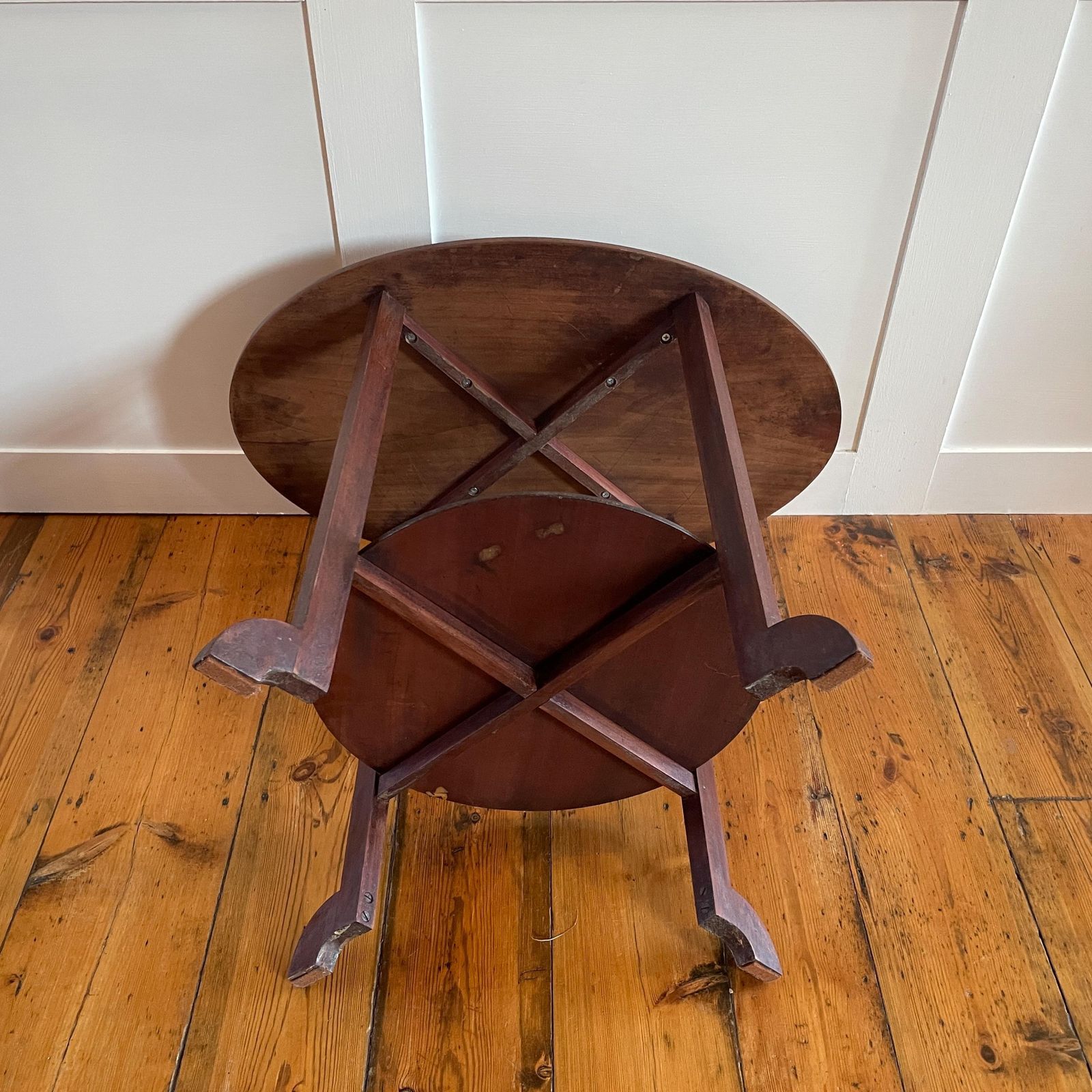 photo buy Vintage Oval Wood Side Table Inlay Medallion Plant Stand Mid Century End Table Edwardian Style Round