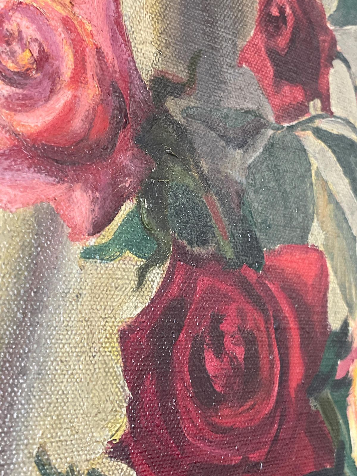 Vintage Framed Still Life Oil Painting Of Roses. photo buy