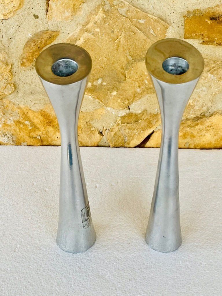 Vintage, Danish Modern Candlesticks By Broste Copenhagen, Set Of 2, Circa 1980's photo vinterior