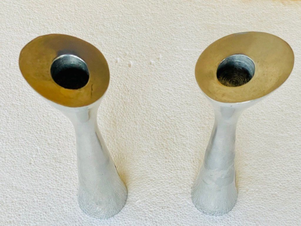Home Decor Vintage, Danish Modern Candlesticks By Broste Copenhagen, Set Of 2, Circa 1980's photo