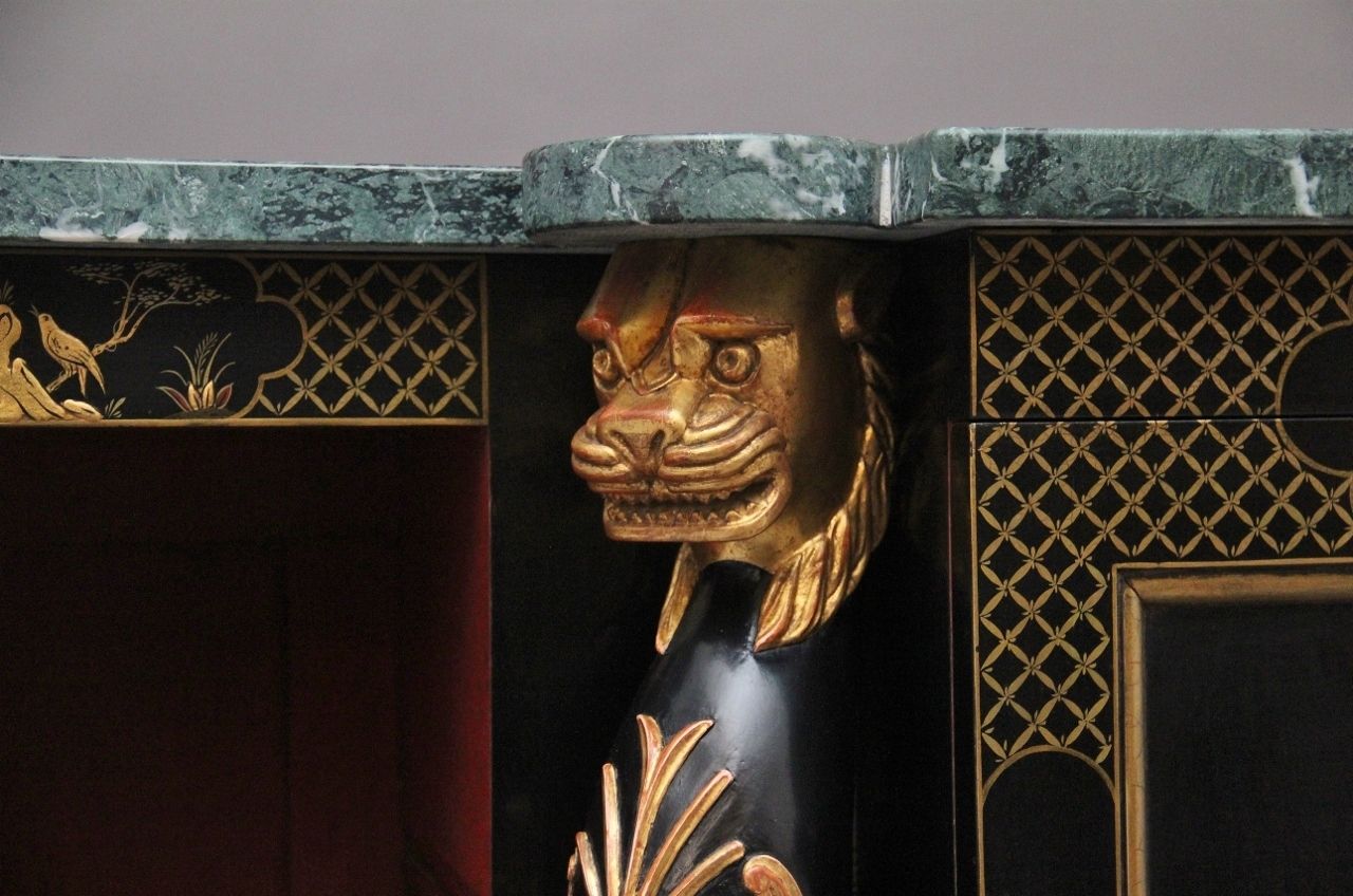 Early 20th Century Chinoiserie Marble Top Cabinet photo 3250.0