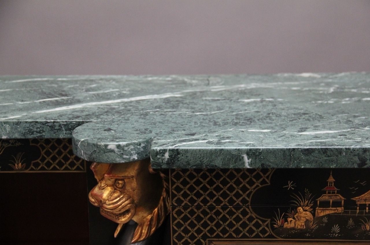 Furniture Early 20th Century Chinoiserie Marble Top Cabinet photo