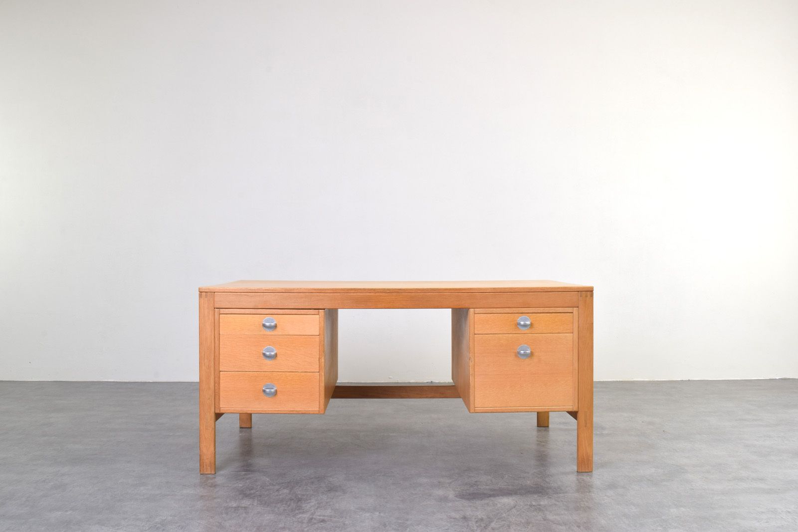 Mid Century Oak Desk By Chr. Rasmussen For Randers Møbelfabrik, 1970s.
