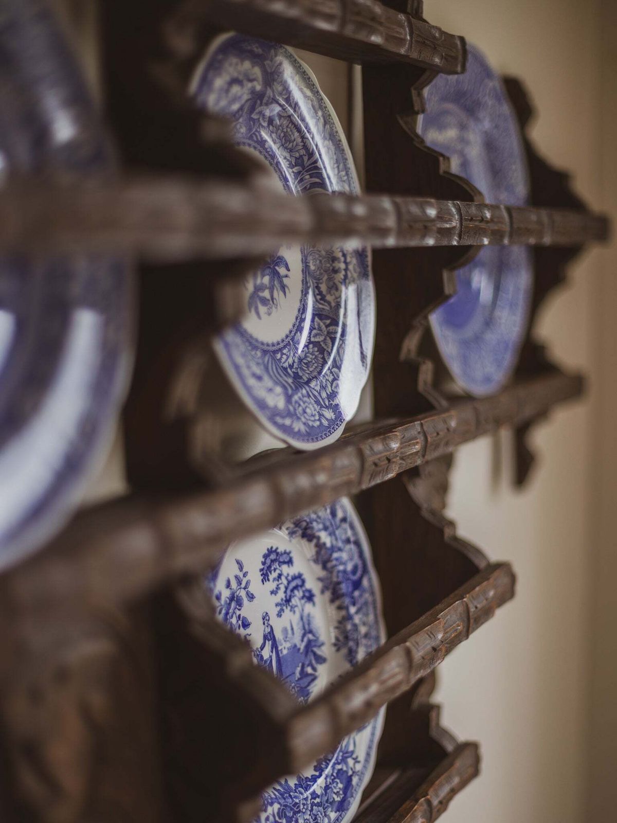 Antique Hand Carved Delft Wall Rack / Plate Rack photo furniture