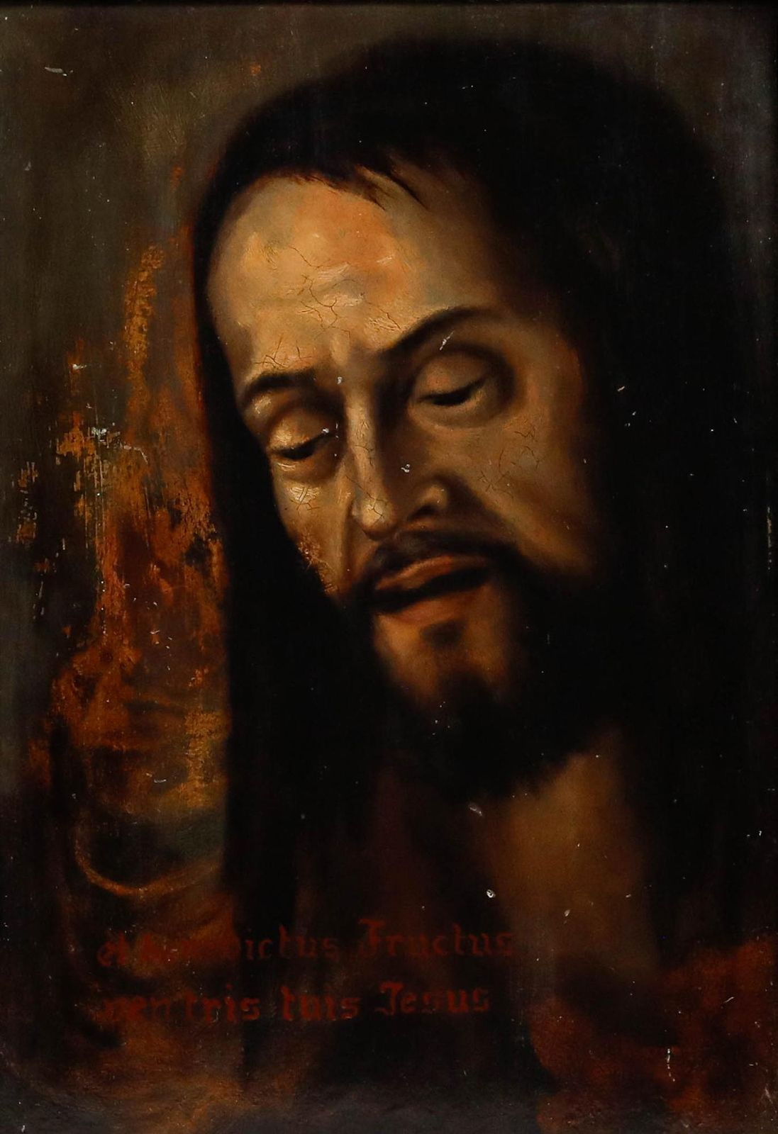Framed Early 20th Century Oil Portrait Of Jesus Christ photo furniture