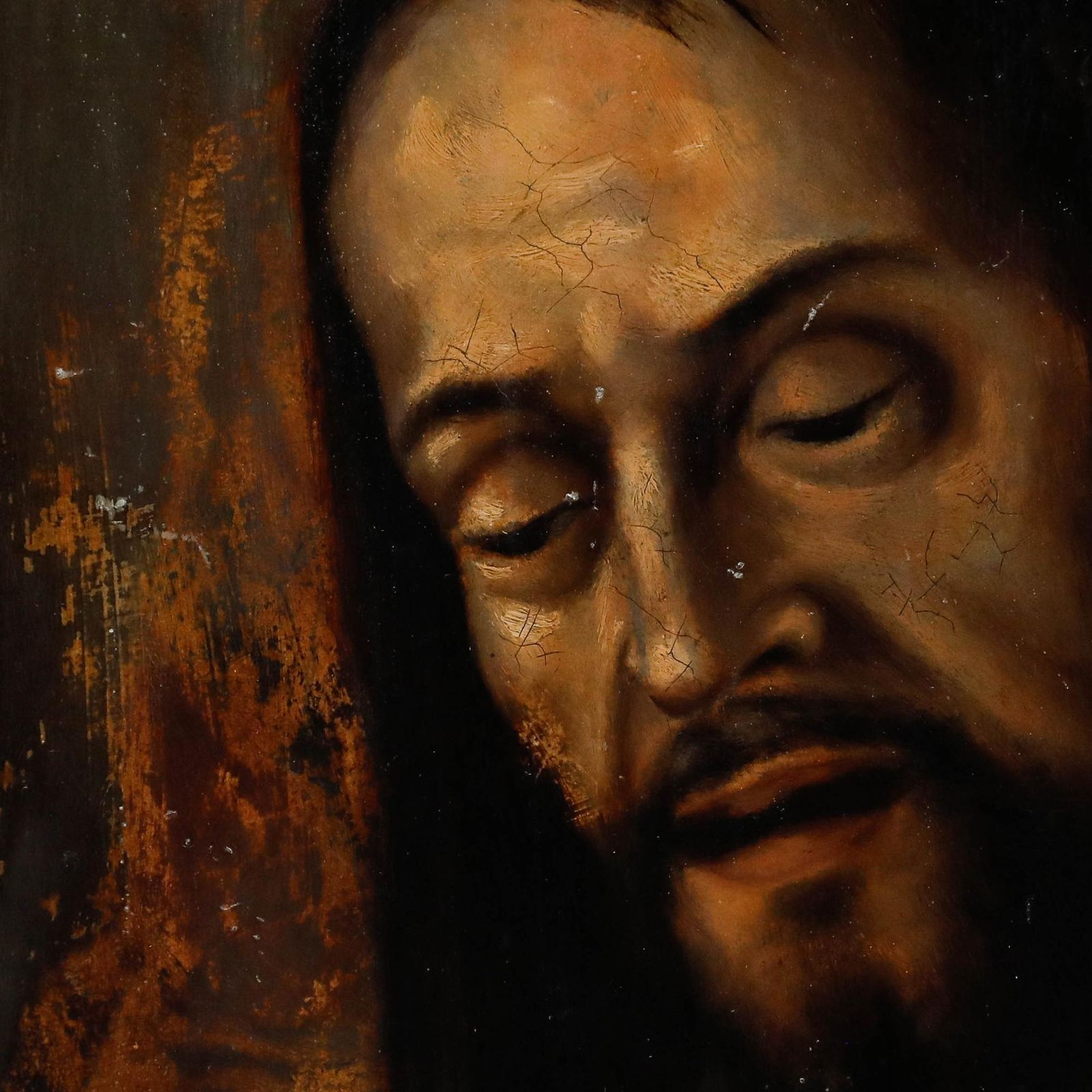 Framed Early 20th Century Oil Portrait Of Jesus Christ photo vinterior