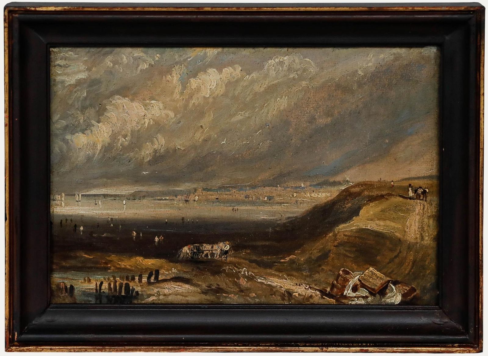 Manner Of Henry Bright (1810 1873) Norwich School Oil, View Of The Beach
