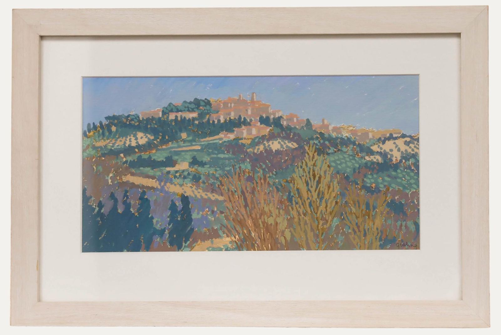 Annabel Gosling (B.1942) Contemporary Gouache, Mediterranean Hillside