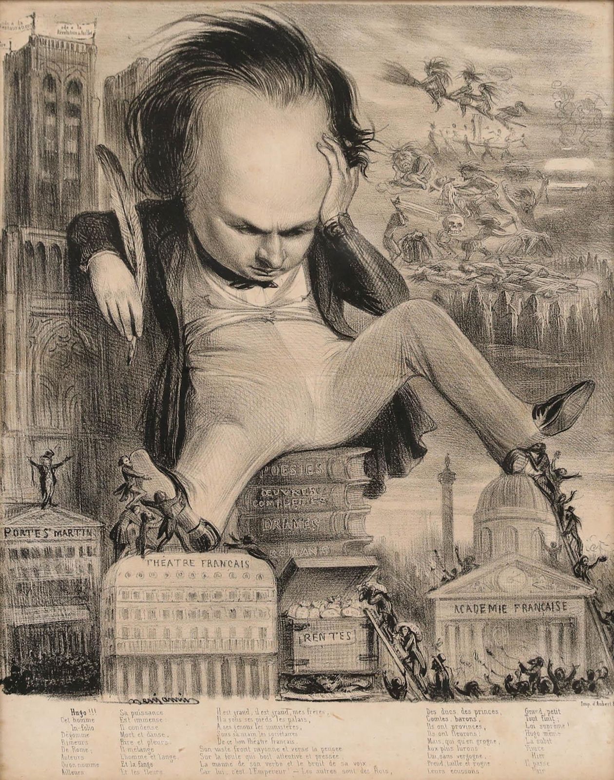 Benjamin Roubaud (1811 1847) Lithograph, Caricature Of Victor Hugo photo furniture