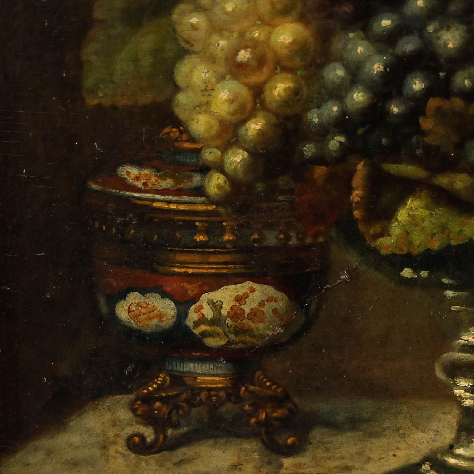 B. Pollet Framed Late 19th Century Oil, Still Life Of Grapes & Peaches photo Art