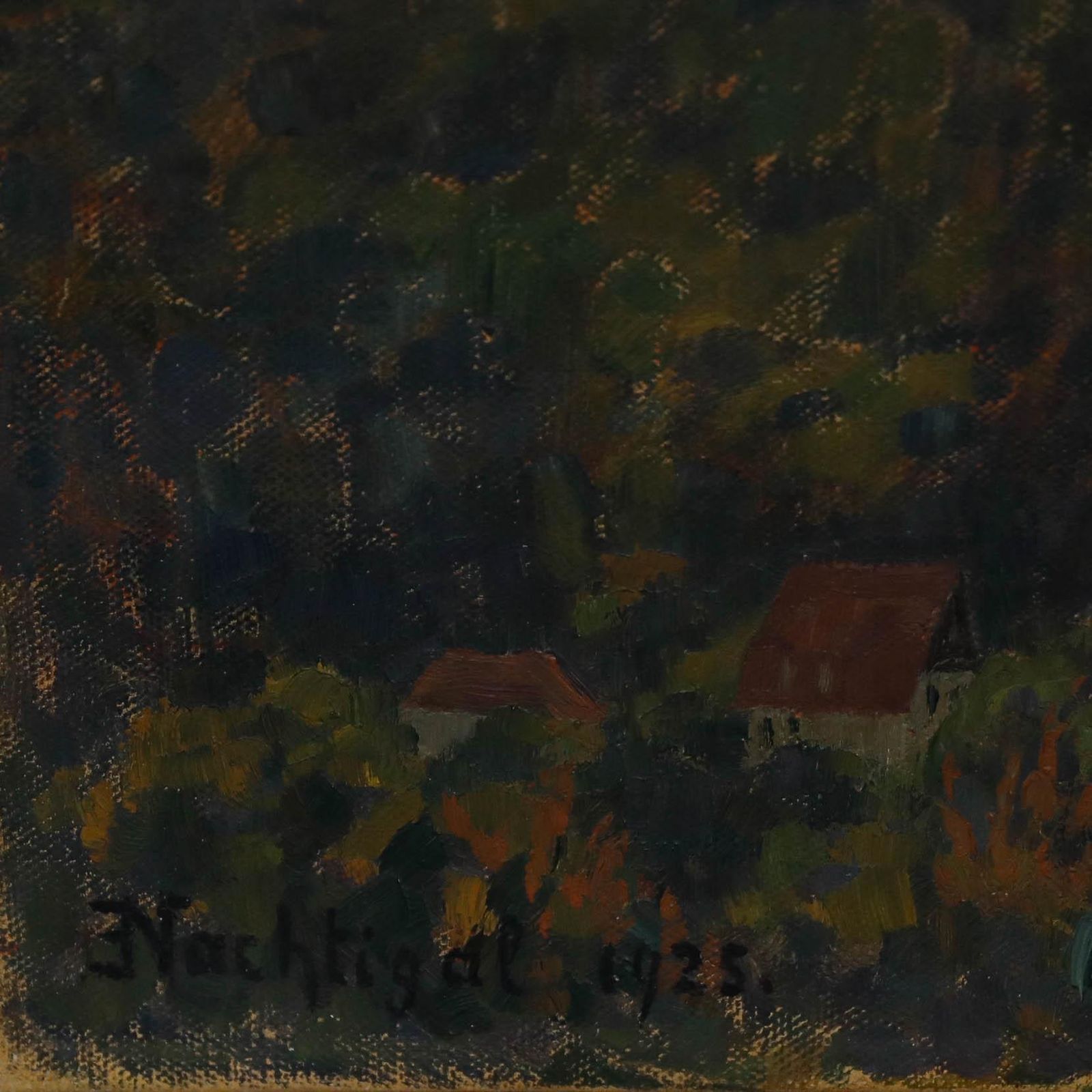 Emma Nachtigal (1875 1969) Impressionist 1925 Oil, Forested Hills photo vinterior
