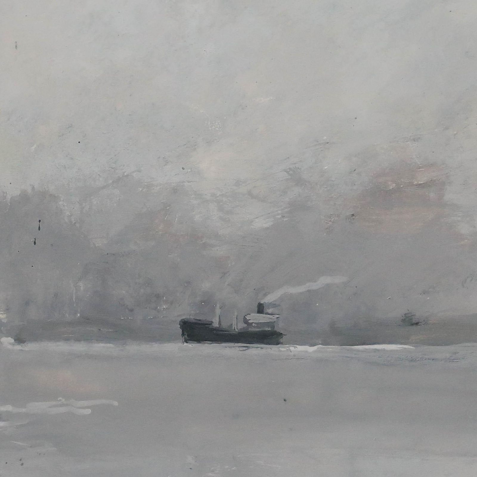 René Marie Dujardin (1913 2002) 20th Century Gouache, White Ship At Anchor photo vinterior