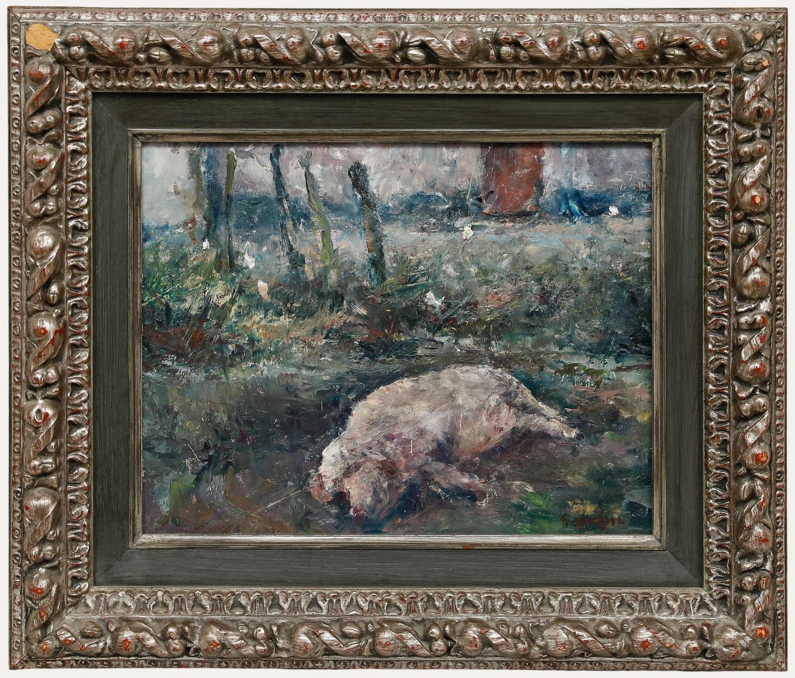 Gustaaf Van Loon (1912 1980) Framed 20th Century Oil, Sleeping Pig