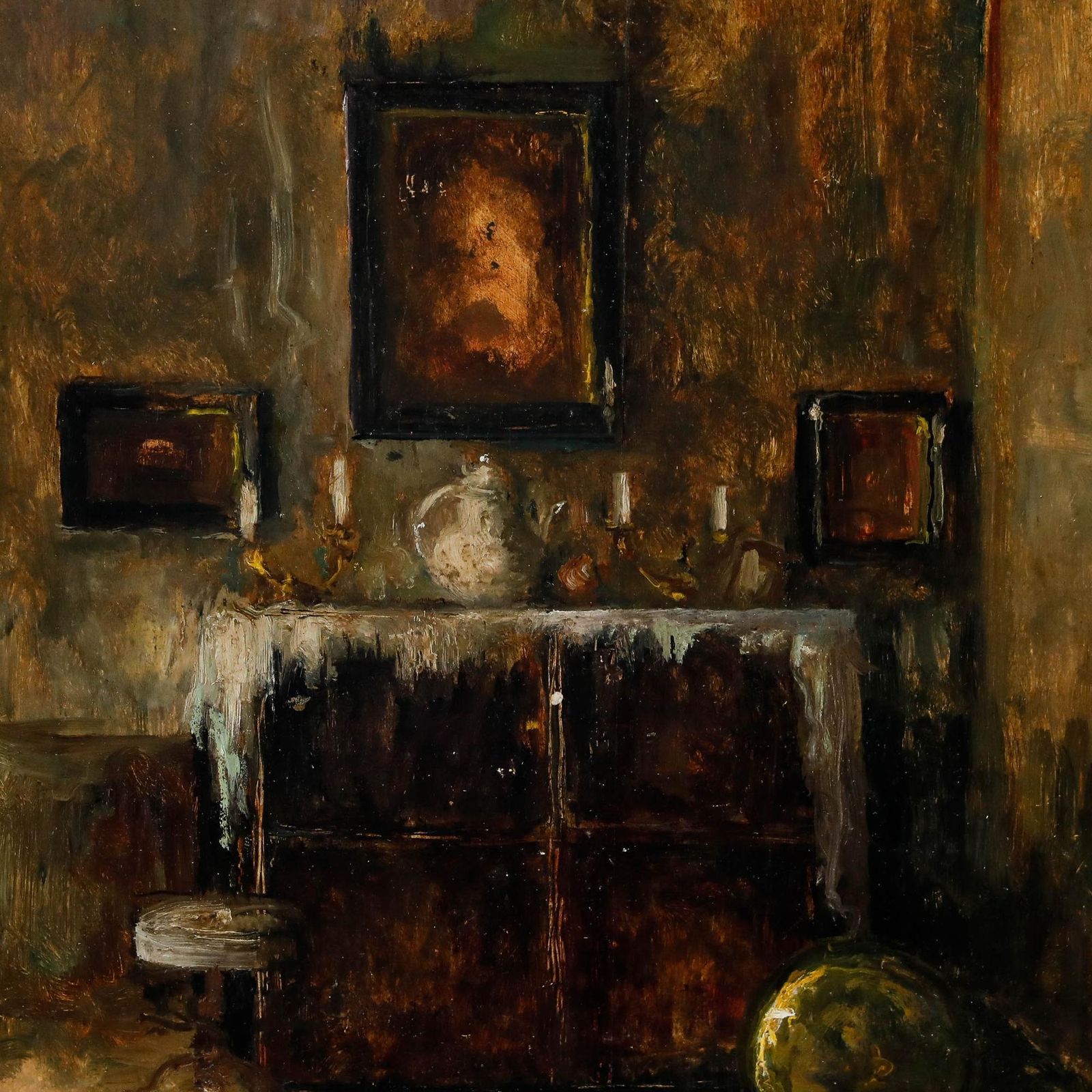 Jules Brouwers (1869 1955) Mid 20th Century Oil, The Dressed Cabinet photo Art