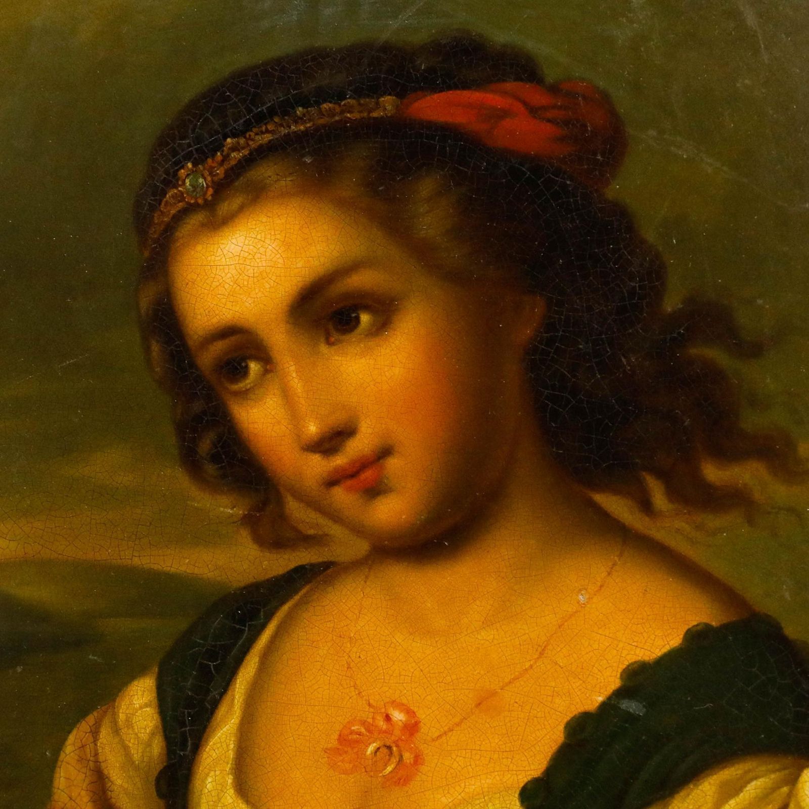 For Restoration 19th Century Oil Lady By The River photo vinterior