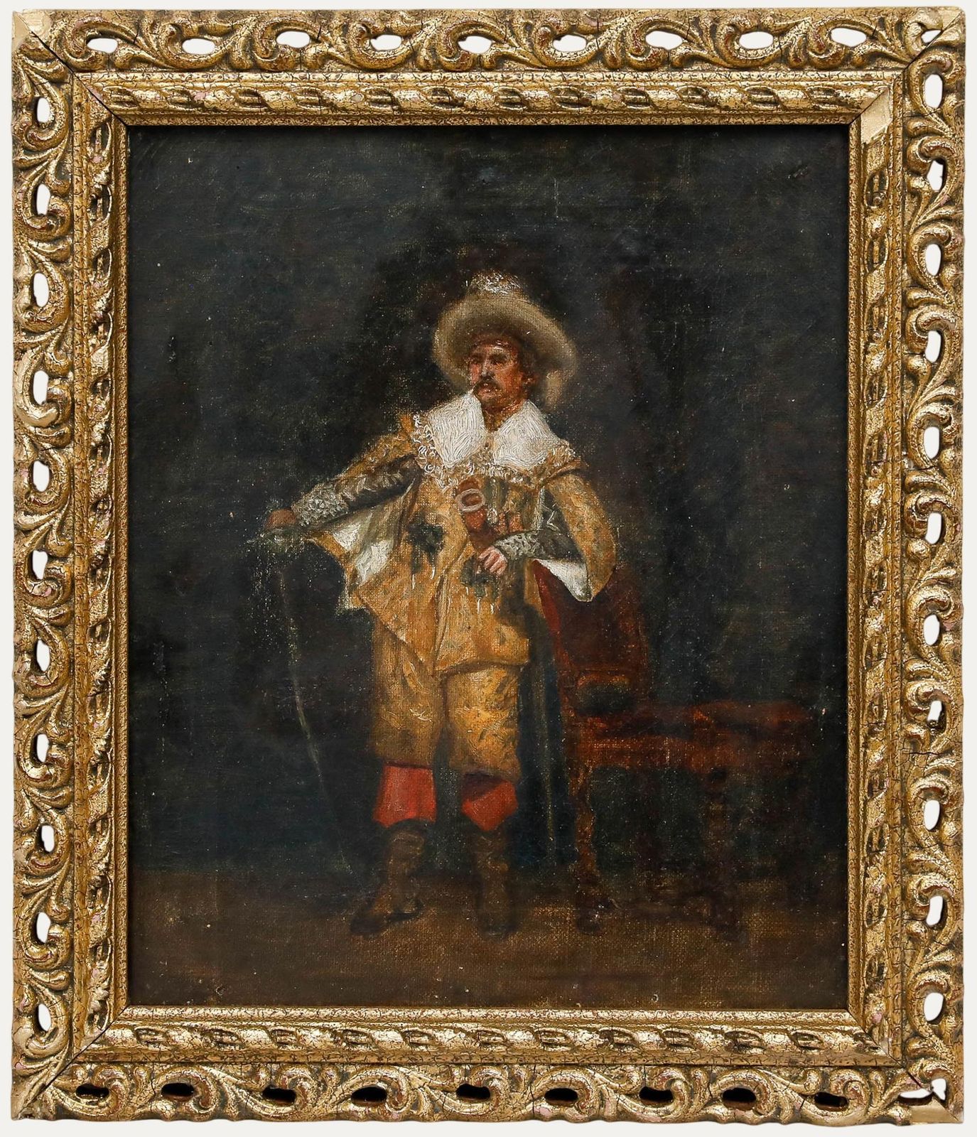 Framed Early 19th Century Oil Portrait Of A Cavalier