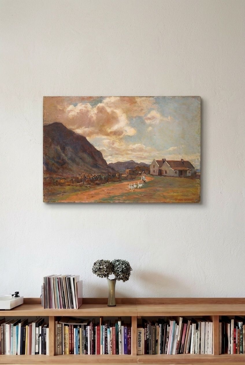 George Crossland Robinson (1858 1930) Oil, Little Farm In The Mountains photo for sale