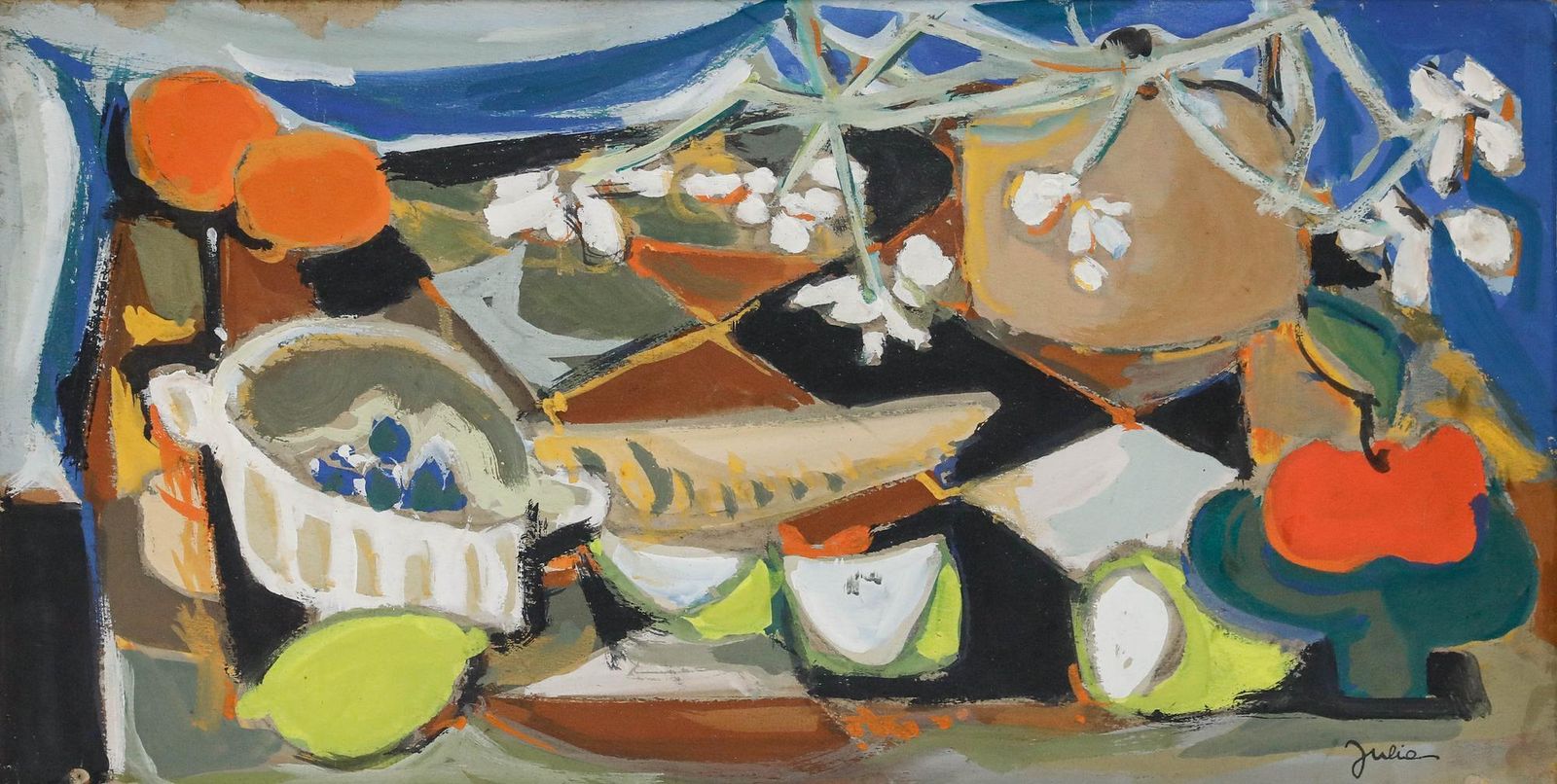 Christian Julia (1921 1991) Mid 20th Century Gouache, Fruits And Forms I photo furniture