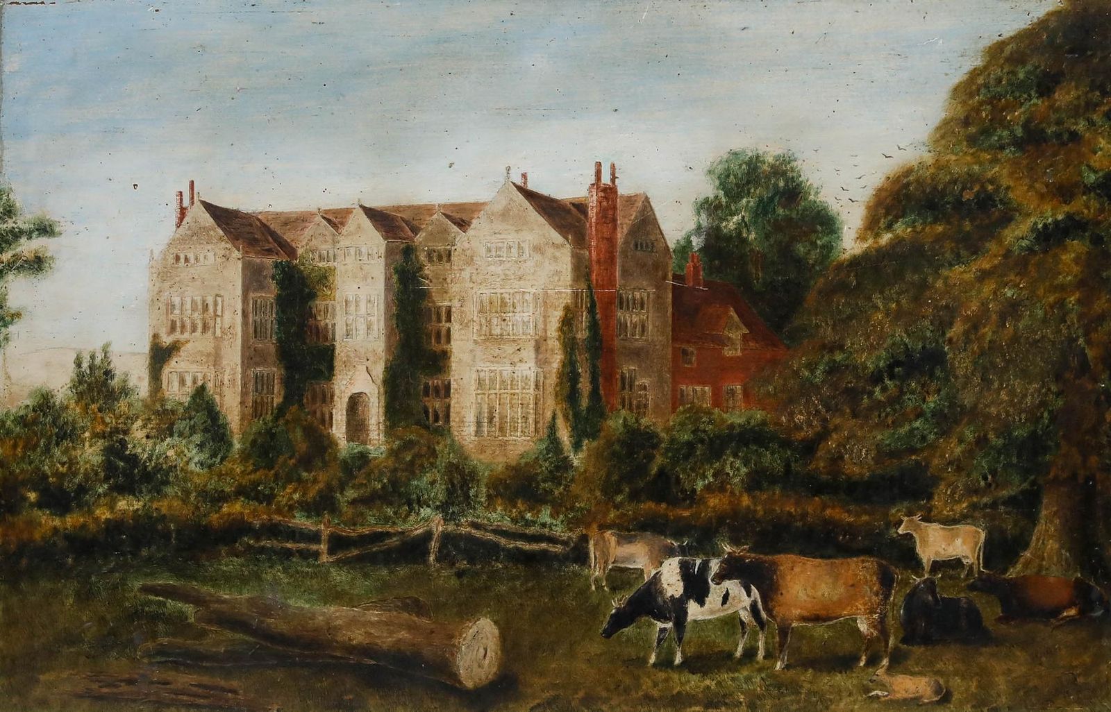 Provincial 19th Century Oil Grazing By The Manor photo furniture