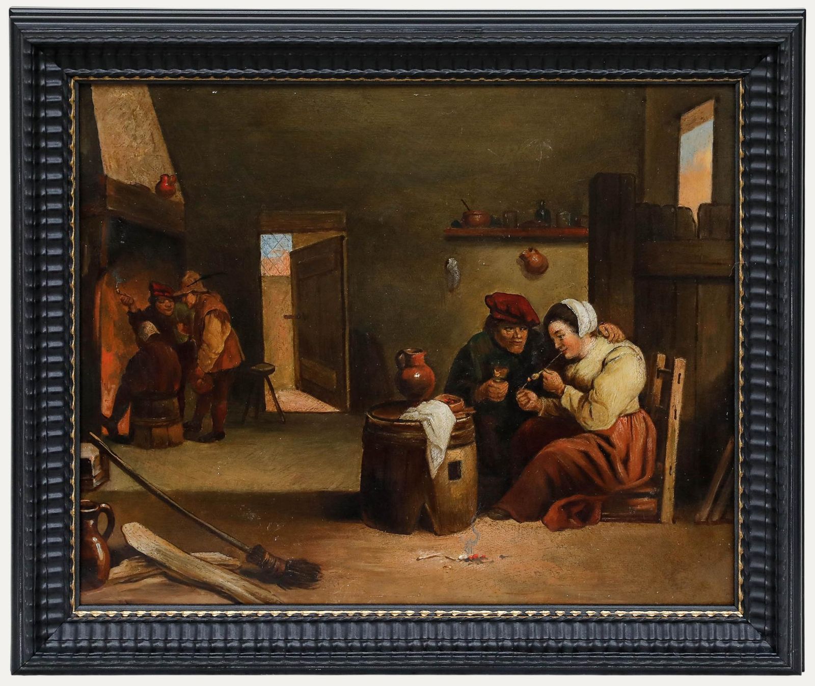 Manner Of David Teniers (1610 1690)  Early 19th Century Oil, Relaxing At The Inn