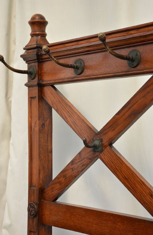 English Victorian Gothic Coat Stand Oak Hall Stand In The Manner Of Pugin photo vintage